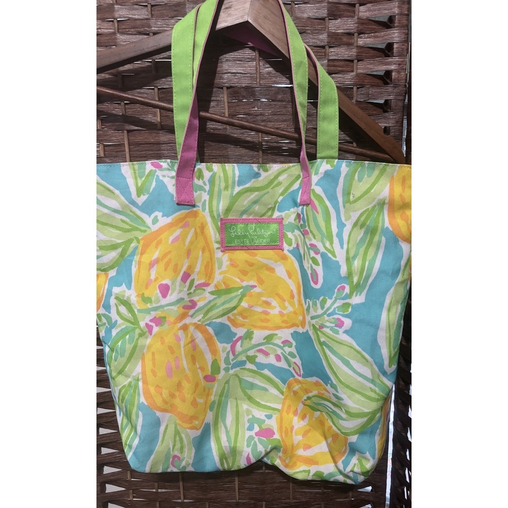 Lilly Pulitzer By Estee Lauder Bag Bright Tropical Beach Tote Frutas Lemon Tree